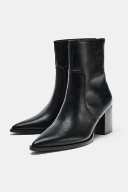 ZARA БОТИЛЬОНЫ НА УСТОЙЧИВОМ КАБЛУКЕ, ЧЕРНЫЙ