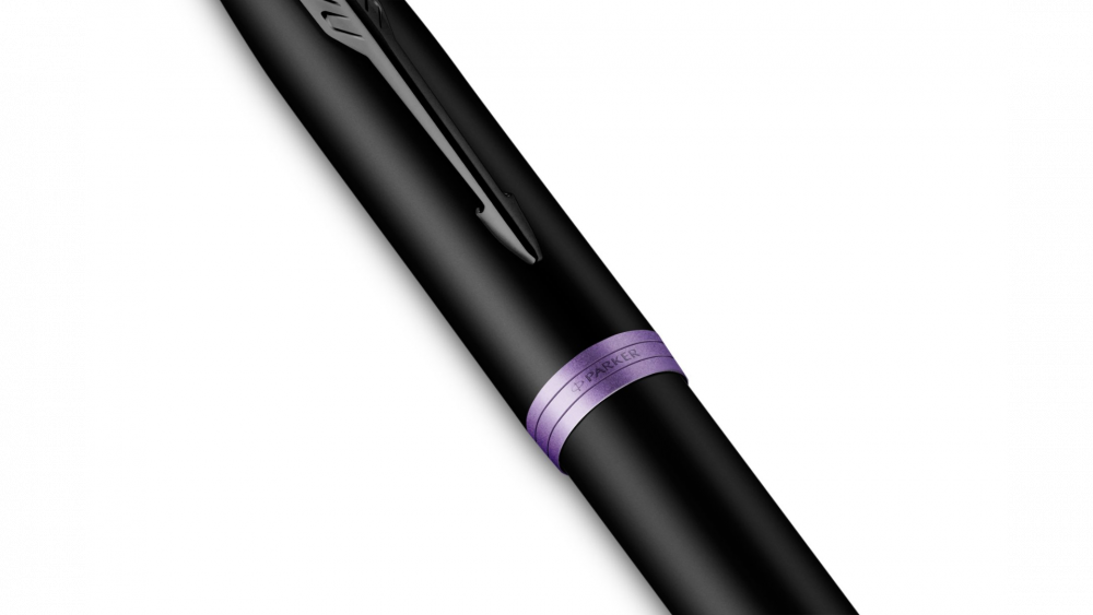 Ручка-роллер Parker IM Vibrant Rings Flame Amethyst Purple, стержень:Fblk, в подарочной упаковке.