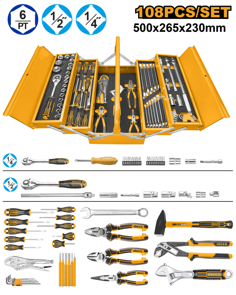 Ящик с набором инструментов INGCO HTCS151081 INDUSTRIAL 108 шт.