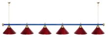 Лампа STARTBILLIARDS 6 пл. (плафоны антик медь,штанга зеленая,фурнитура золото)