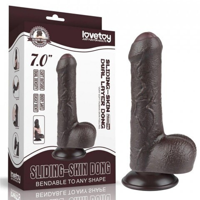 Реалистичный фаллоимитатор Lovetoy Sliding Skin (18,3×3,5 см) с двойной плотностью черный