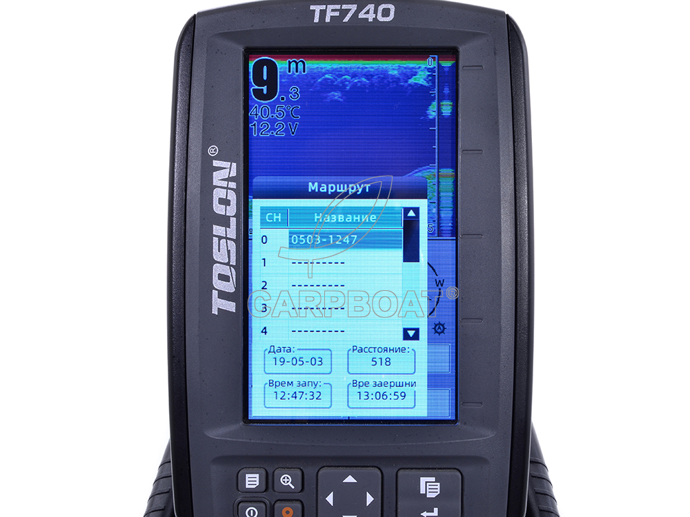 БЕСПРОВОДНОЙ ЦВЕТНОЙ ЭХОЛОТ FISH-FINDER TF-740 LI-ION GPS+XPILOT