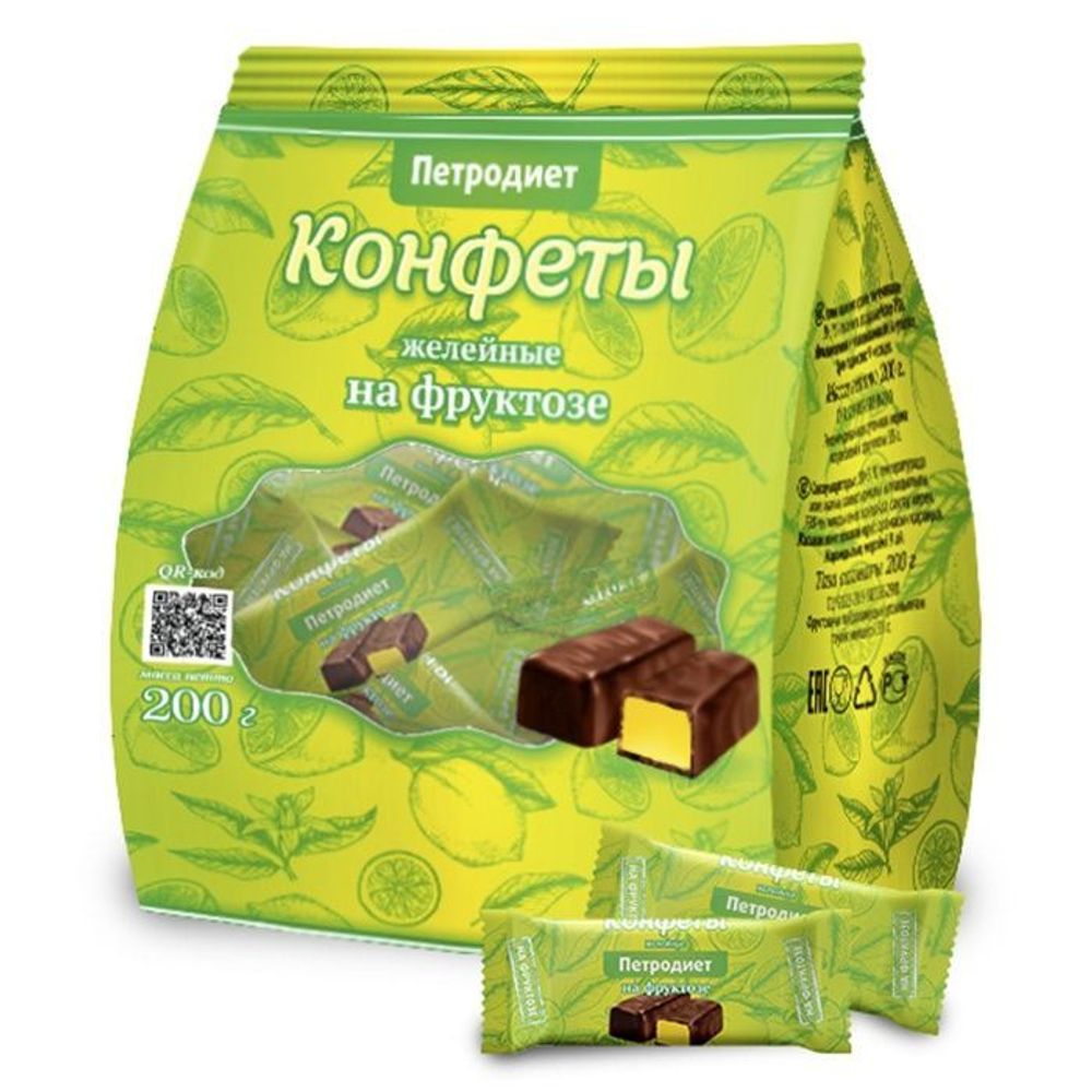 Конфеты Петродиет желейно-фруктовые на фруктозе 200гр