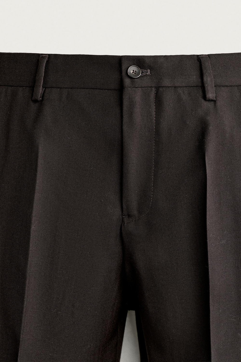 ZARA КОСТЮМНЫЕ БРЮКИ ИЗ СМЕСОВОЙ ШЕРСТИ, КОРИЧНЕВЫЙ