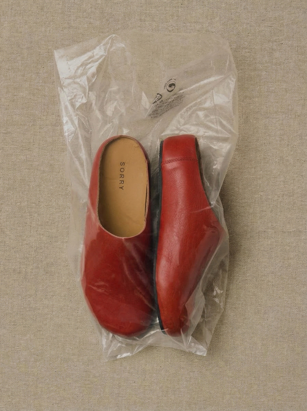 mule red leather