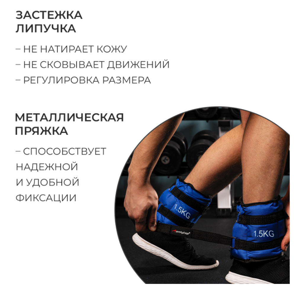 Утяжелители ONLYTOP, 2 шт. × 1.5 кг, цвет синий