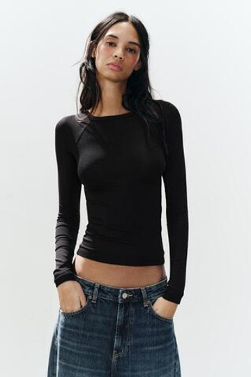 ZARA ФУТБОЛКА С РУКАВАМИ РЕГЛАН, ЧЕРНЫЙ