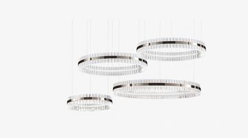 replica Saturno LED 4 rings  chrome Pendant by Baroncelli