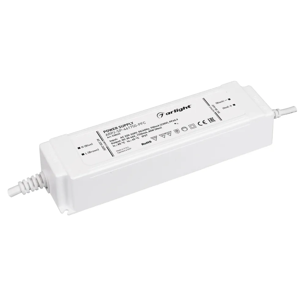 Блок питания ARPJ-SP-461750-PFC (80W, 30-46V, 1.75A) (Arlight, IP67 Пластик, 5 лет) Блок питания ARPJ-SP-461750-PFC (80W, 30-46V, 1.75A) (Arlight, IP67 Пластик, 5 лет)