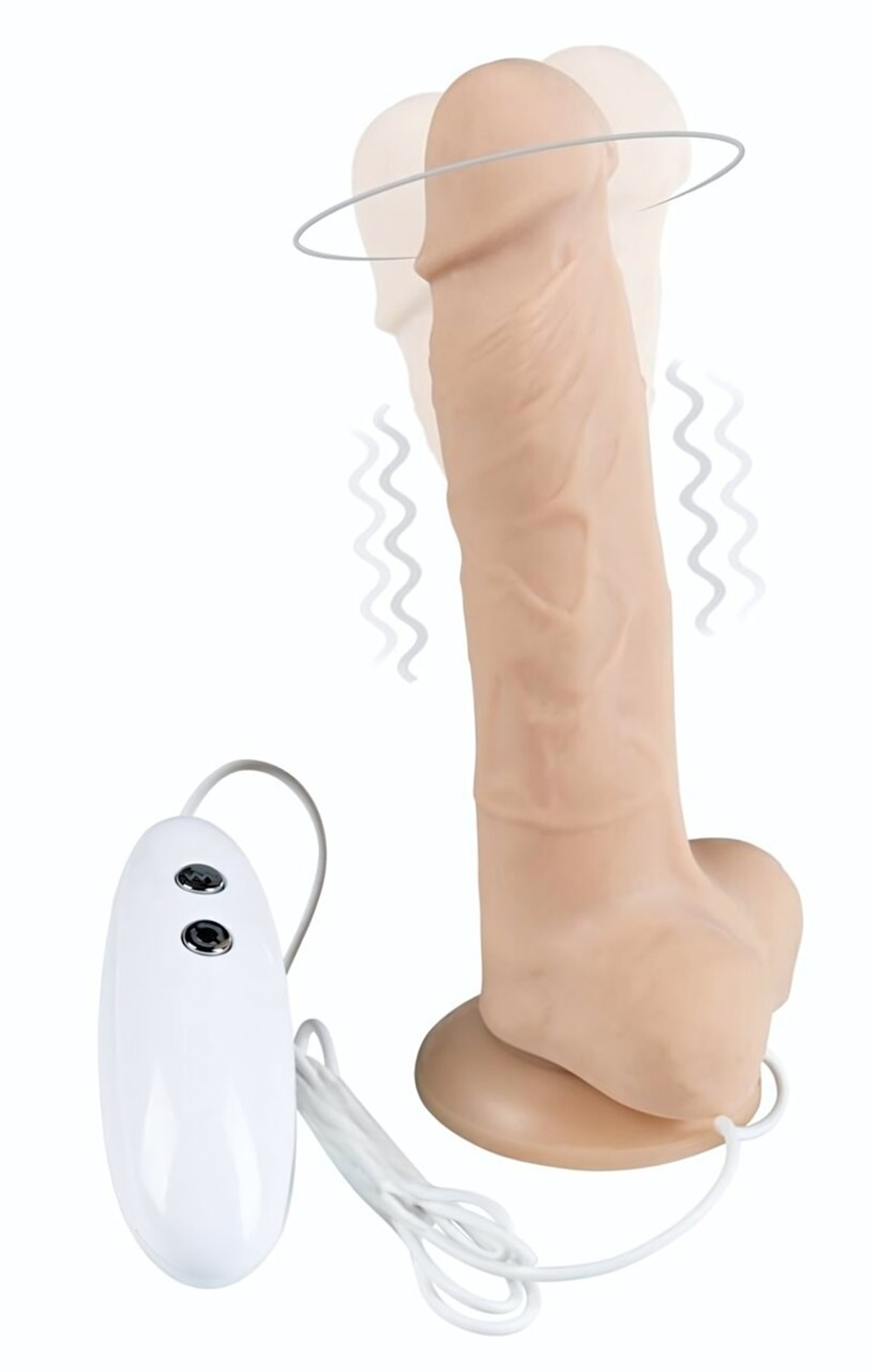 Телесный вибратор-ротатор на присоске Cesar Vibrator & Rotator - 17,5 см. (Цвет: телесный)