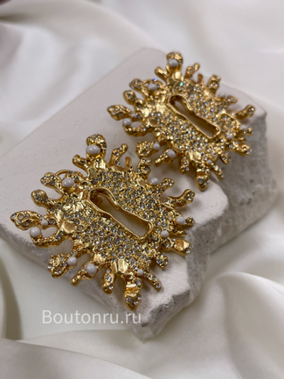 Серьги Скиап. золотые с замочной скважиной со стразами