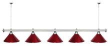 Лампа STARTBILLIARDS 5 пл. (плафоны голубые,штанга голубая,фурнитура золото)