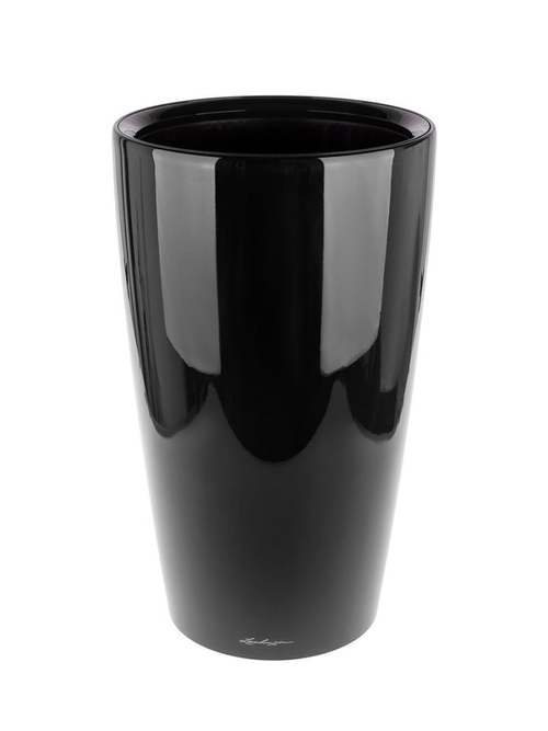 Кашпо Lechuza "Rondo Complete black high gloss" (пластик), D40xH75 см