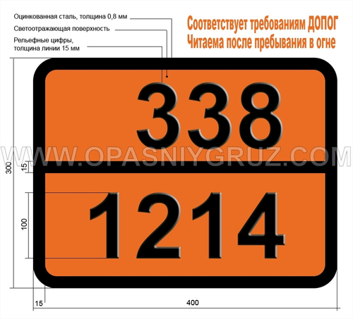 Табличка Опасный груз 338-1214 ИЗОБУТИЛАМИН