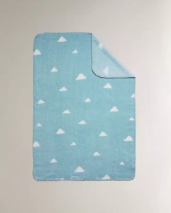 ZARA HOME ДЕТСКИЙ ФЛИСОВЫЙ ПЛЕД С ПРИНТОМ, СИНИЙ