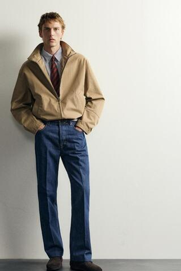 ZARA X AARON LEVIN ДЖИНСЫ BOOTCUT СО СТРЕЛКАМИ, СИНИЙ