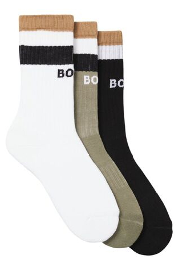 Теннисные носки BOSS Ribbed Iconic 3P - green/black/white