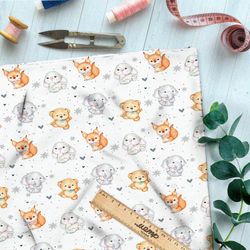 Ткань флис игрушечные белочки, зайчики, мишки и слоники