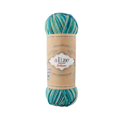 Суперваш артисан (Superwash artisan) пряжа Alize 75%шерсть 25%полиамид 5х100г/420м 9001 экрю-мята-петроль