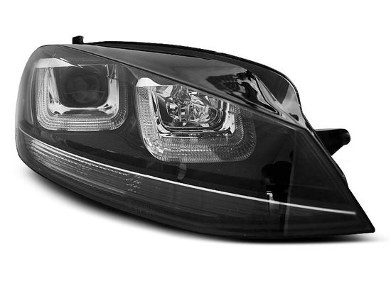 Передние фары u-type black with black line VW Golf MK7
