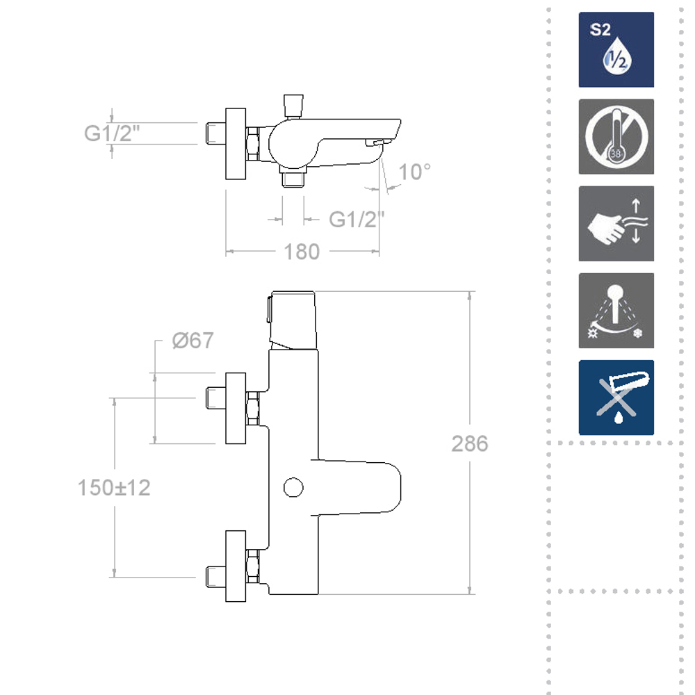 Смеситель для ванны TZAR 340501S-40