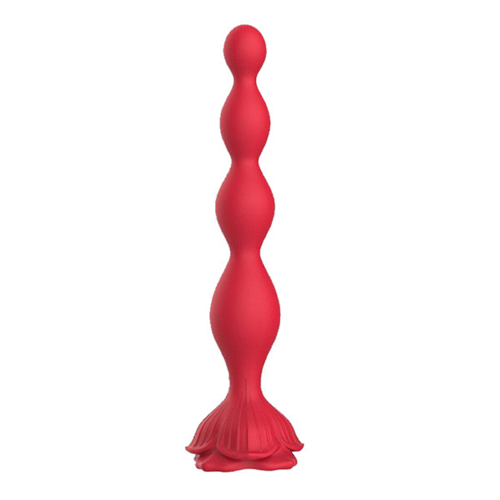 Красный анальный вибромассажер-елочка 19,5см с пультом ДУ Silicone Toys USK-A06