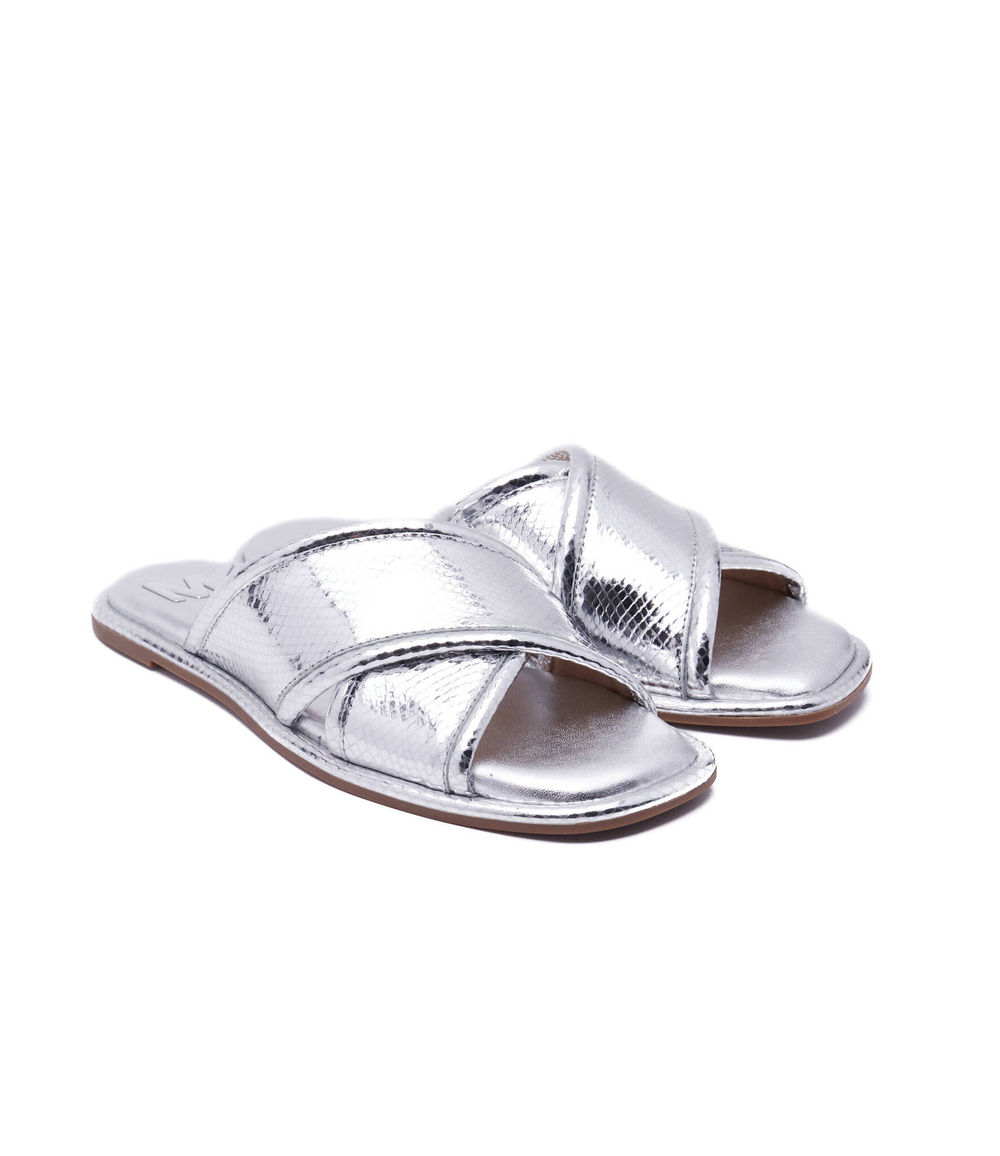 Шлепанцы кожаные gideon Michael Kors - серебряный(40T2GDFA1M)