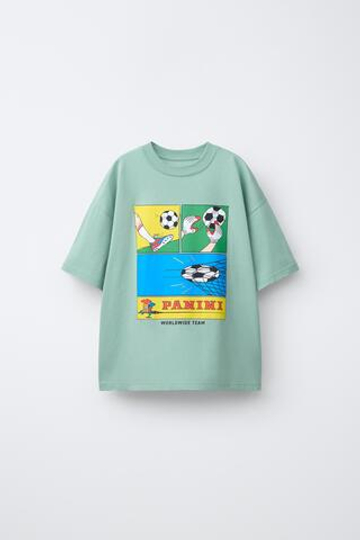 ZARA ФУТБОЛКА С ПРИНТОМ PANINI ©, ЗЕЛЕНЫЙ