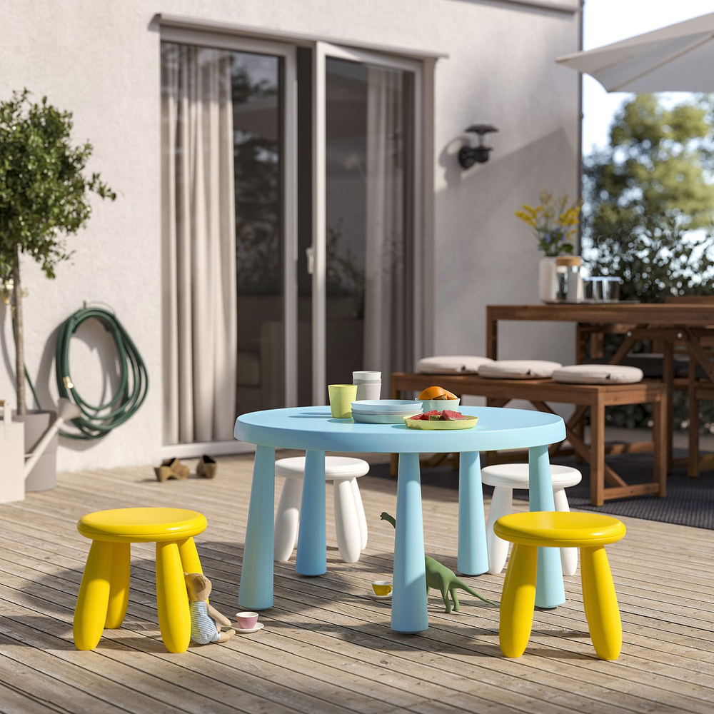 IKEA MAMMUT  (ИКЕА МАММУТ)  -  Табурет детский - для помещения/для улицы/жёлтый
