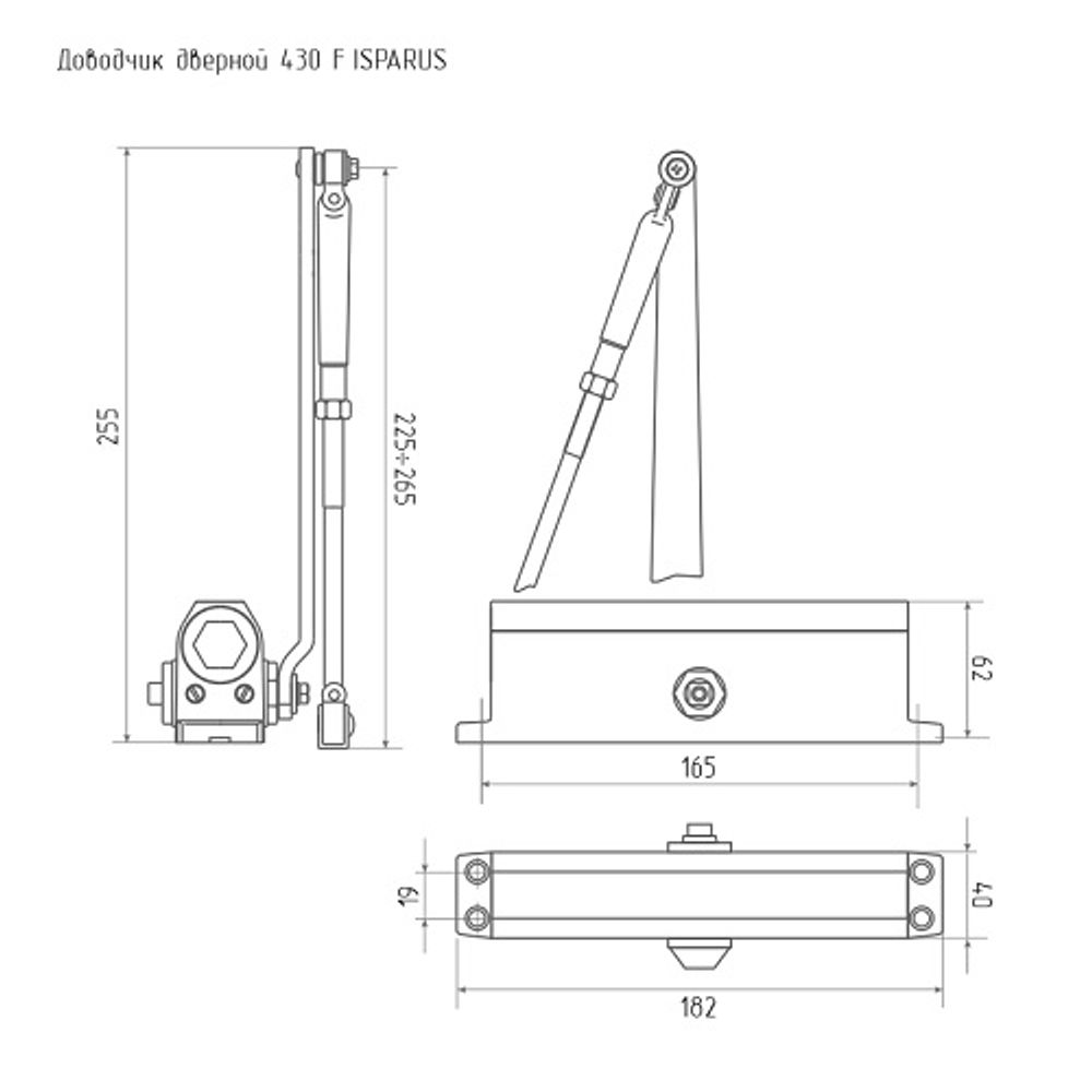 Доводчик дверной с фиксацией НОРА-М ISPARUS 430 F от 50 до 110кг коричневый