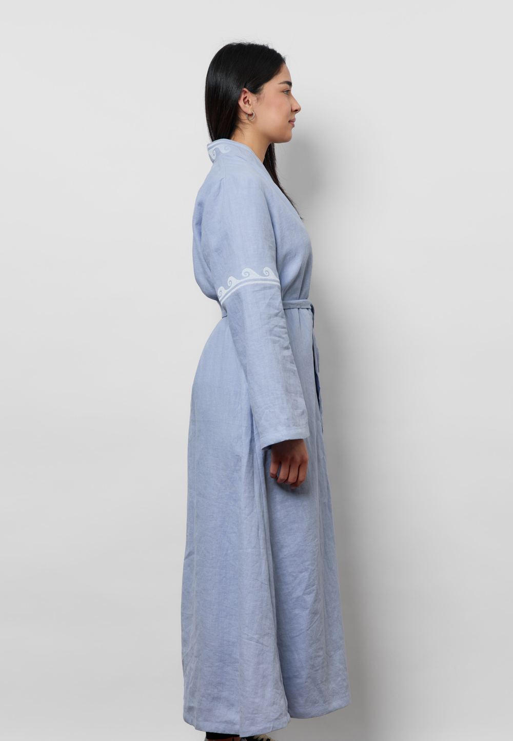 Шапан льняной макси OYU TOLQYN LIGHT BLUE