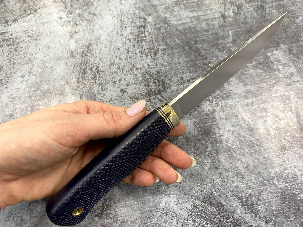 Нож Кузьмич Норт Эксперт, N690, микарта синяя, 349.5256