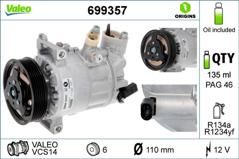 VALEO - 699357-VAL - Compressor, air conditioning