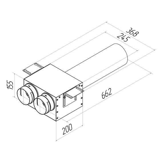 Provent VPDL 125/90×2 адаптер (пленум) прямой круглый на 2 выхода (L=400)