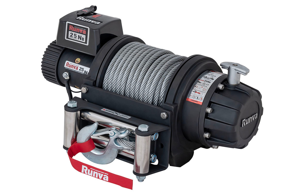 Лебёдка электрическая 12V Runva 25000 lbs влагозащищенная, стальной трос