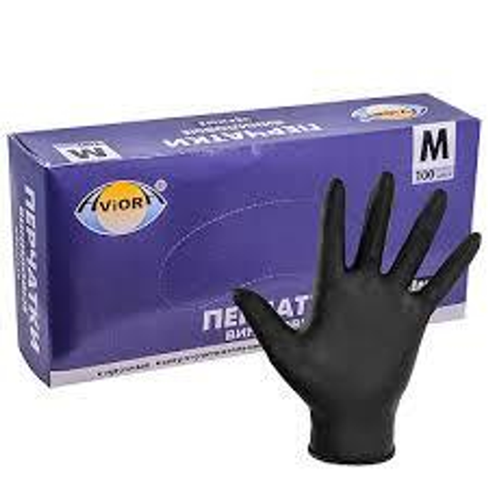 Перчатки нитриловые неопудренные черный M (уп 100шт)