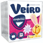 Салфетки бумажные 24*24 LINIA VEIRO 1 сл., 100л, белые✦