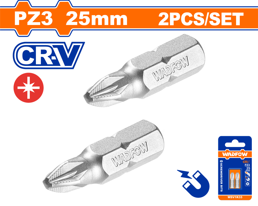 Набор бит WADFOW WSV1K33 PZ3x25 мм 2 шт.