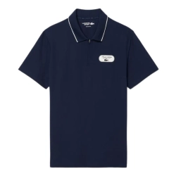 Мужское теннисное поло Lacoste Ultra Dry Badge Accent Tennis Heritage - navy blue/white