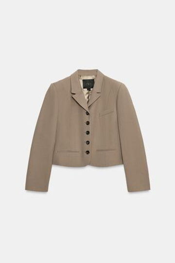ZARA ПРИТАЛЕННЫЙ БЛЕЙЗЕР НА ПУГОВИЦАХ — ZW COLLECTION, КАРАМЕЛЬНЫЙ