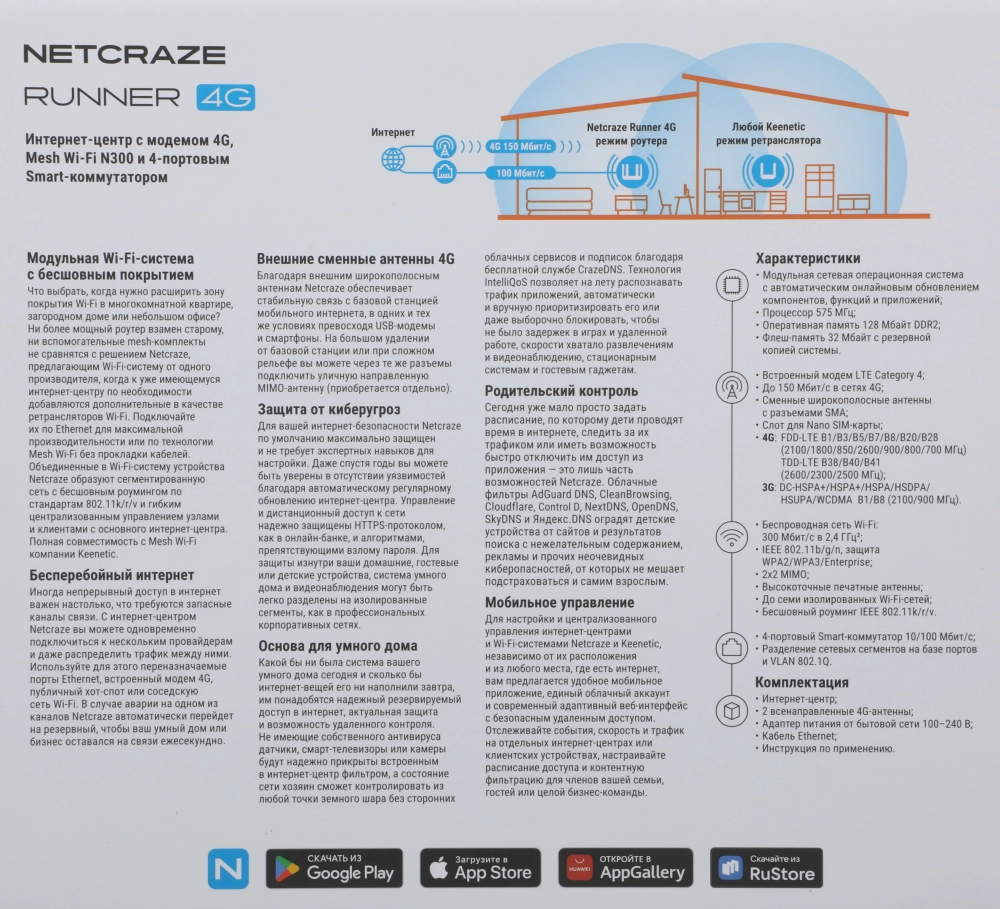 Роутер беспроводной Keenetic Netcraze Runner 4G