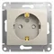 Розетка с заземлением и защитными шторками Systeme Electric Glossa Молочный GSL000945