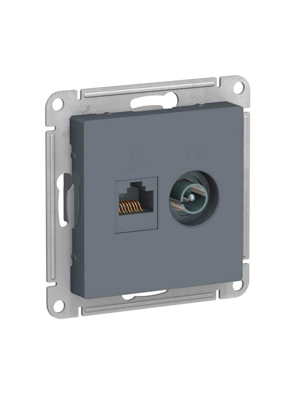 Розетка компьютерная + телевизионная 2-м AtlasDesign RJ45 кат.5E + TV механизм грифель SE ATN000789