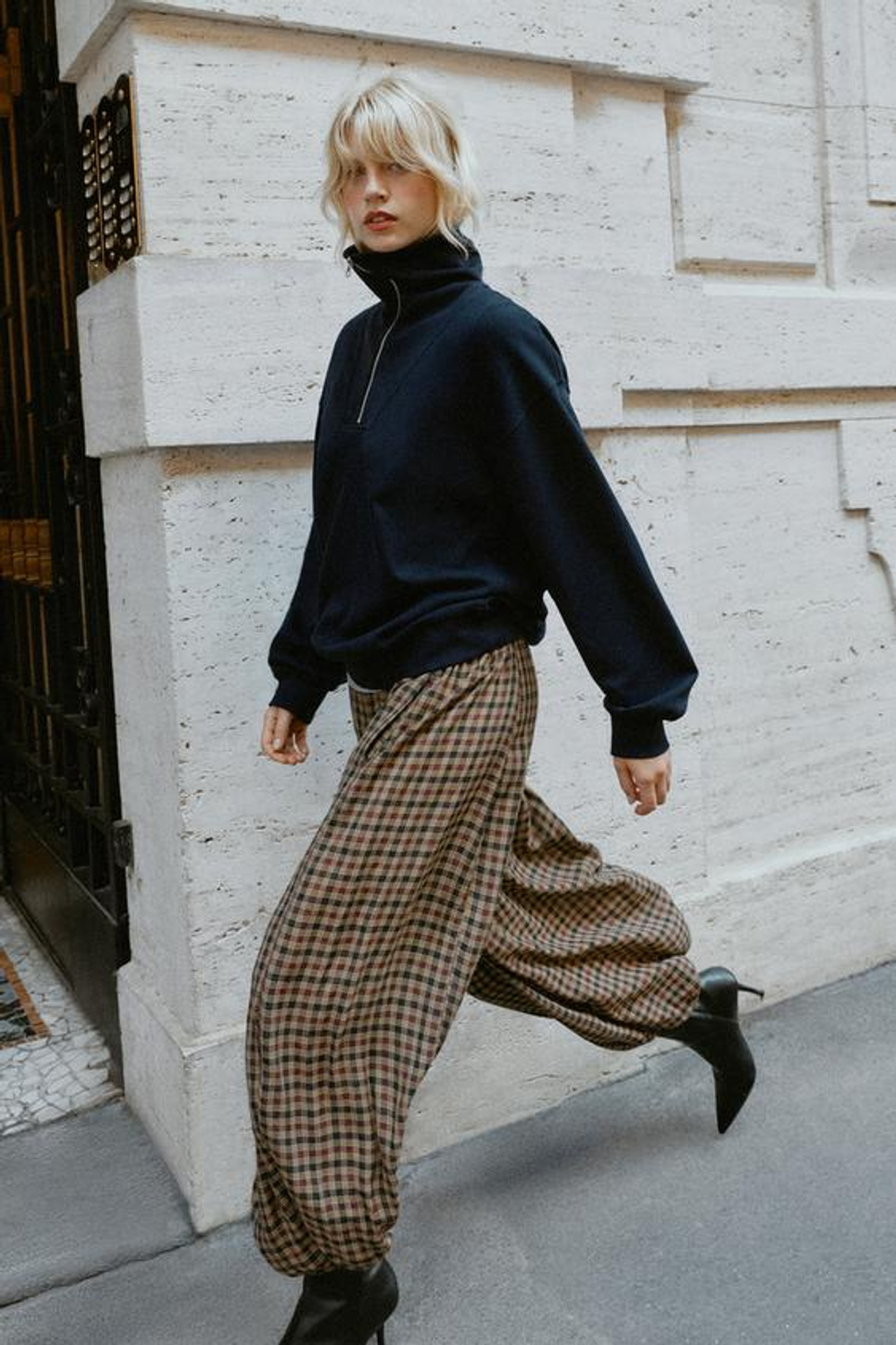ZARA БРЮКИ БУФФИ В КЛЕТКУ, РАЗНОЦВЕТНЫЙ