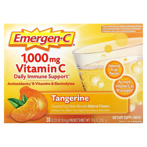 Emergen-C, витамин C, мандарин, 1000 мг, 30 пакетиков по 9,4 г (0,33 унции)