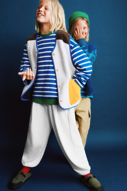 ZARA ЖИЛЕТ ИЗ ИСКУССТВЕННОЙ ОВЧИНЫ COLORBLOCK, ЭКРЮ