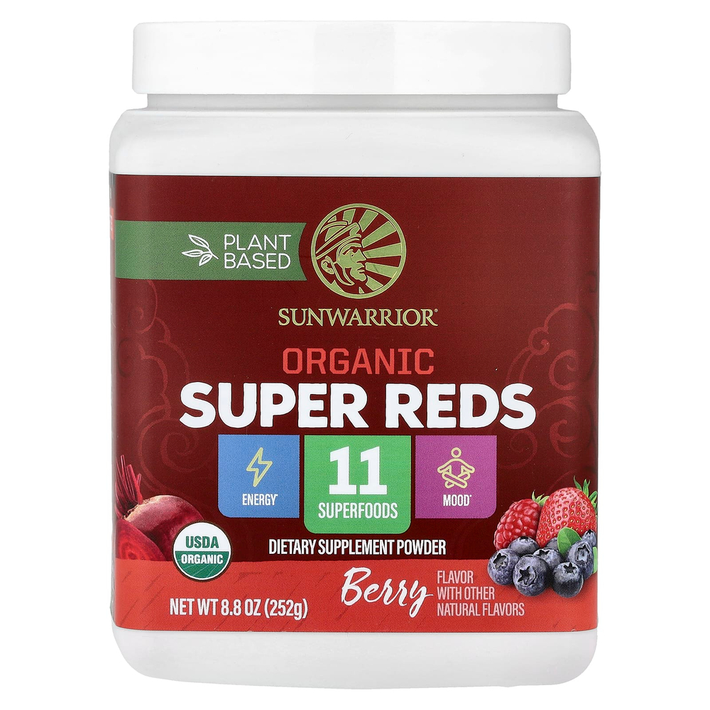Sunwarrior, органические суперкрасные фрукты, с ягодным вкусом, 252 г (8,8 унции)