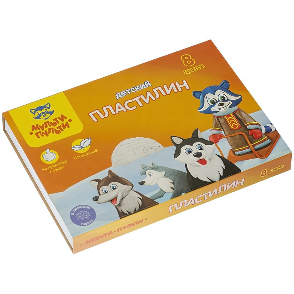 Пластилин "Енот на Аляске" 8 цветов, 120гр, со стеком ДП_10233 (Мульти-Пульти)