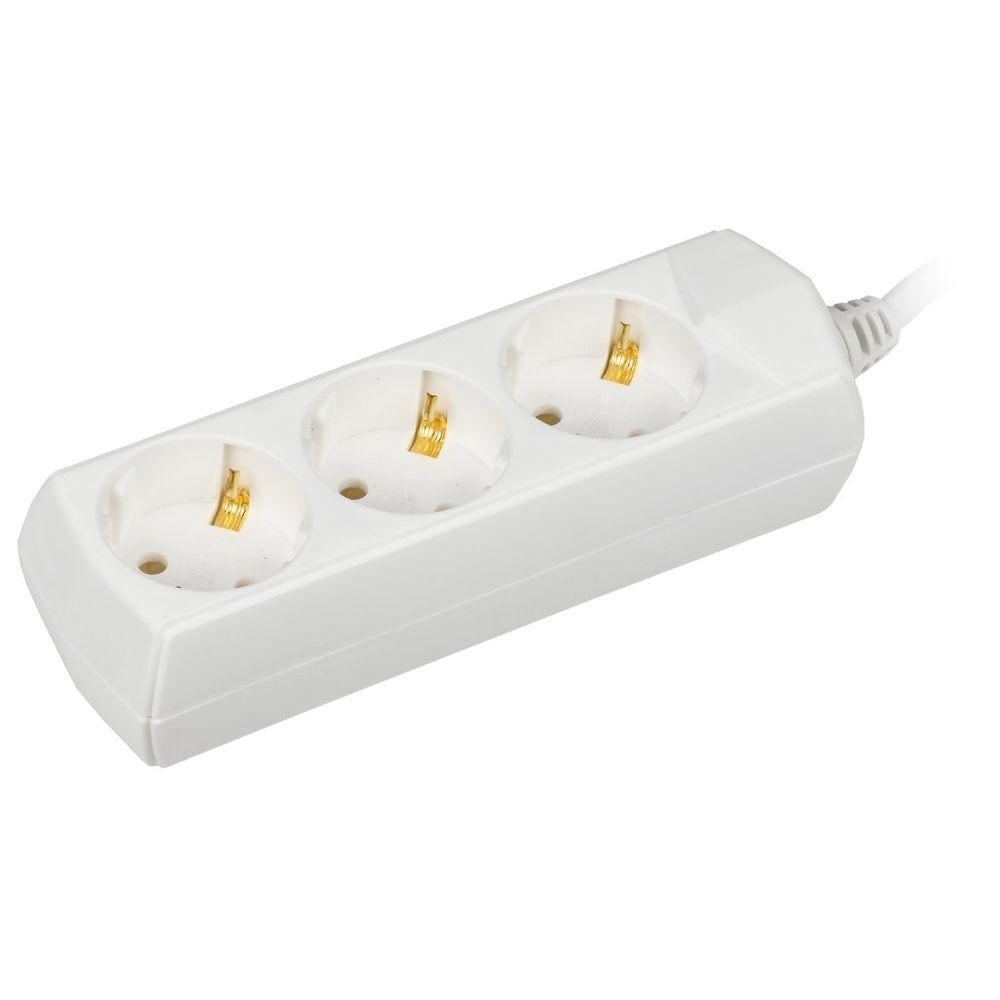 Удлинитель 3 гн, 3 м, 1 мм2, 10 А, 2P+PE, 250В, бел, IEK, У03 Generica, WYP10-10-03-03-Z-G