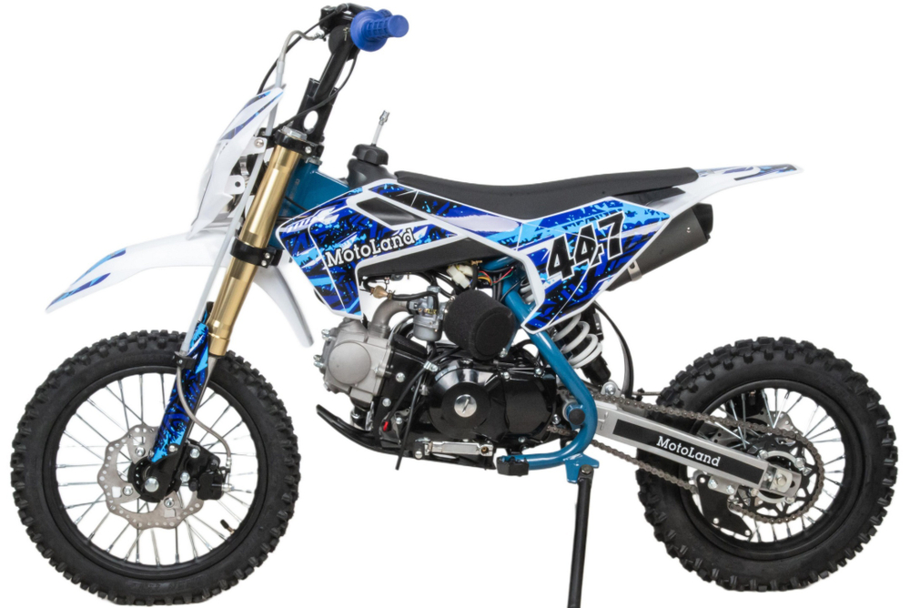 Питбайк Motoland TCX125 E 14/12 + фара синий